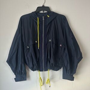 Navy Blue 80’s Style Windbreaker with Highlighter Accents